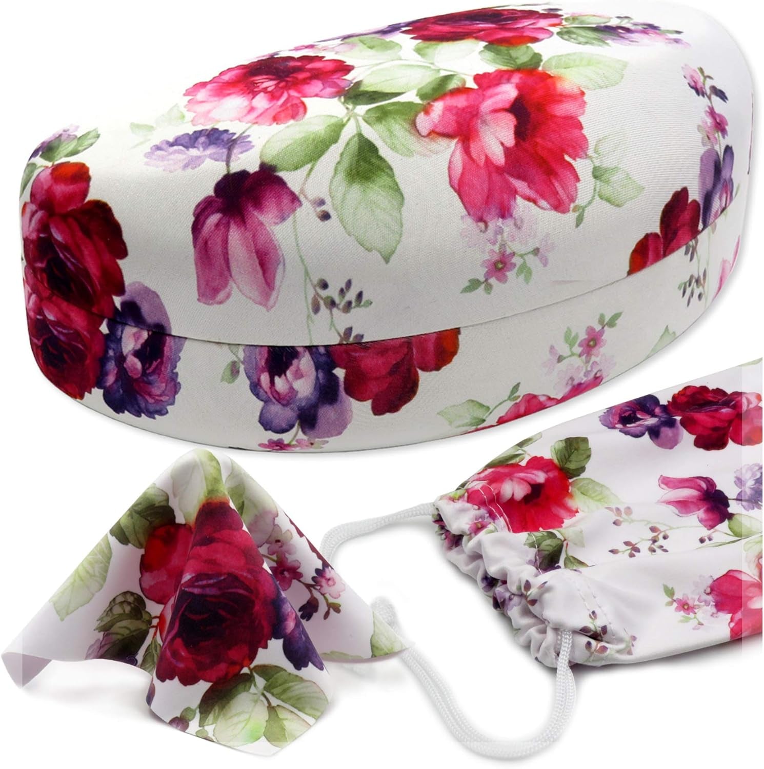 ® Large Hard Sunglasses Case | Fits Large Curved Sunglasses, with Microfiber Bag and Cleaning Cloth